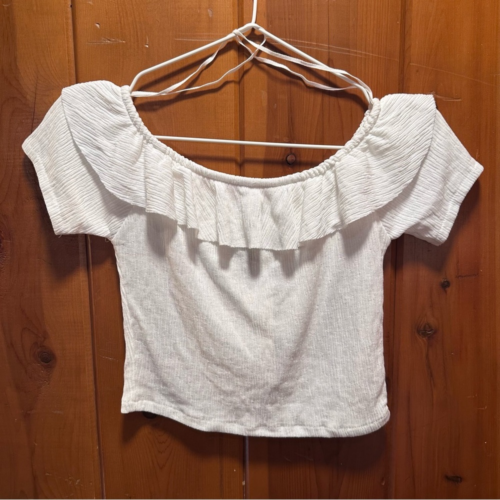 Elegant White Ruffled Off-Shoulder Top